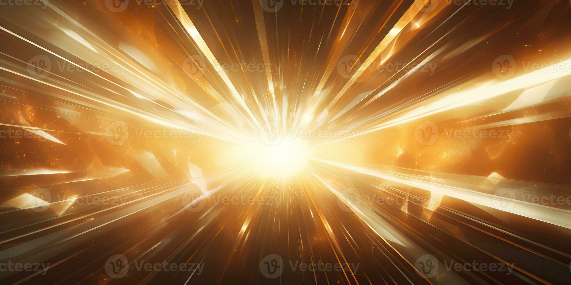 AI Generated. AI Generative. Sunshine light shine beam burst yellow color in dark black space galaxy background. Graphic Art photo