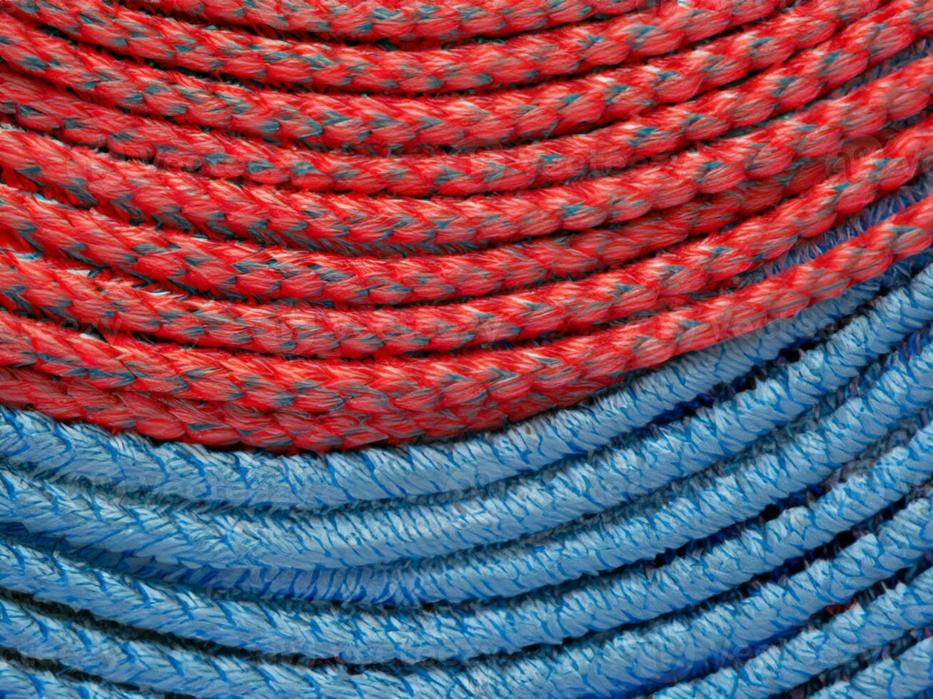 close up blue and red ropes photo