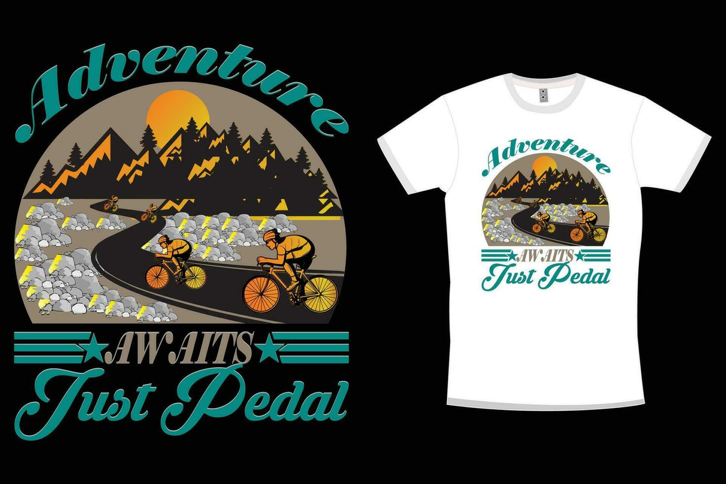 Cycling Race, Cycle T-Shirt With Mock-up Vector Design