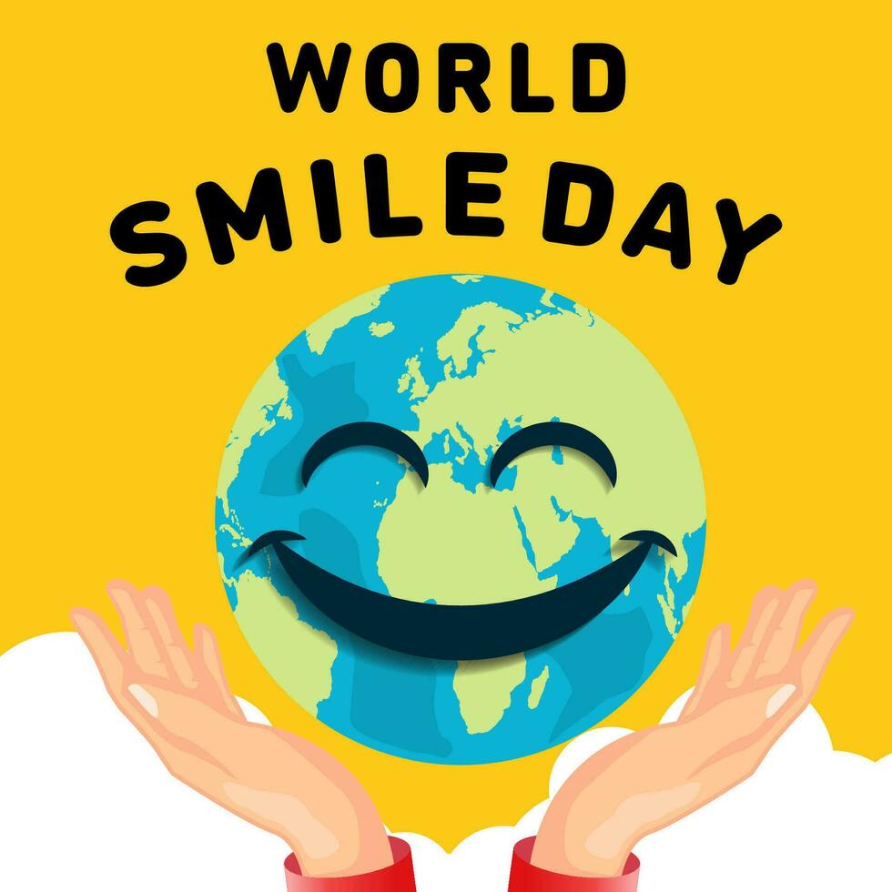 world smile day illustration with earth face smile vector