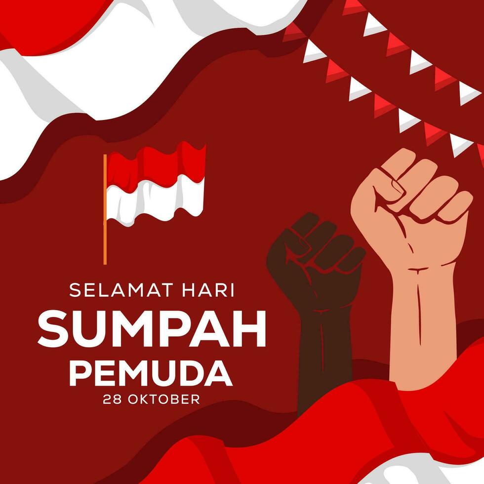 vector sumpah pemuda 28 oktober illustration in flat design style. translation happy indonesian young pledge