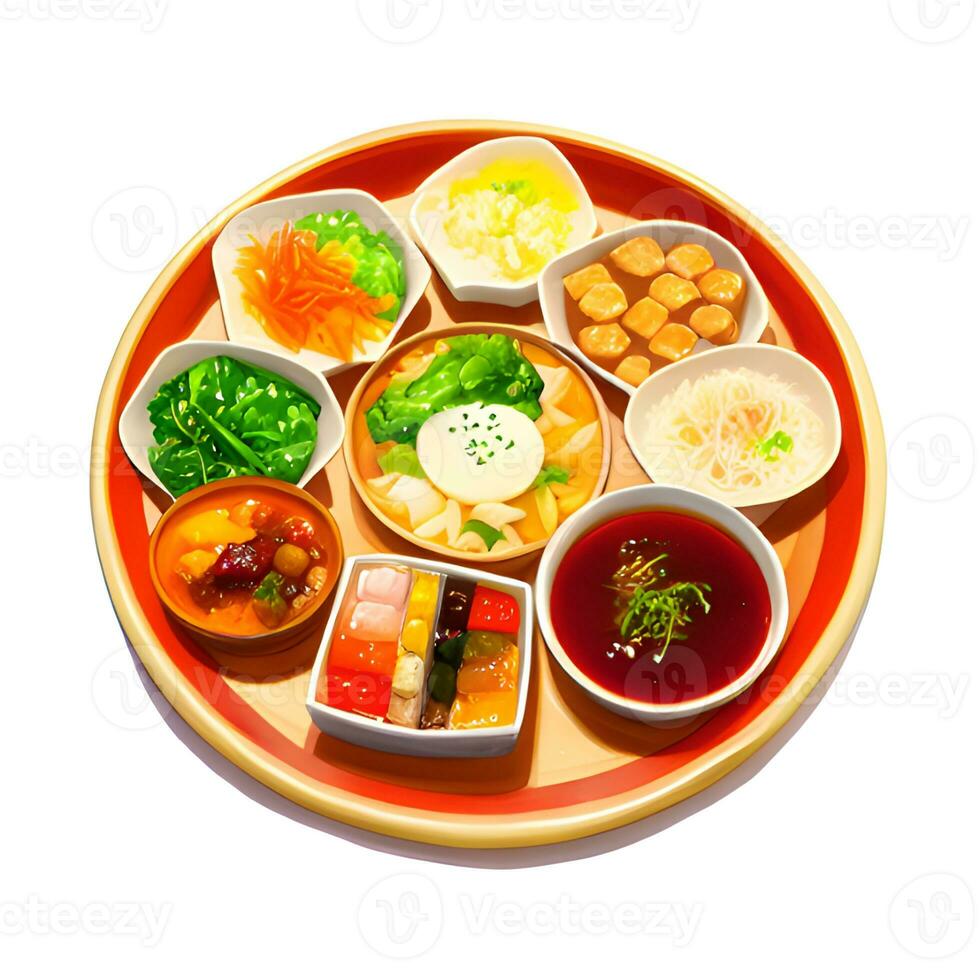 japanese food. the set of different types of food and dishes. photo
