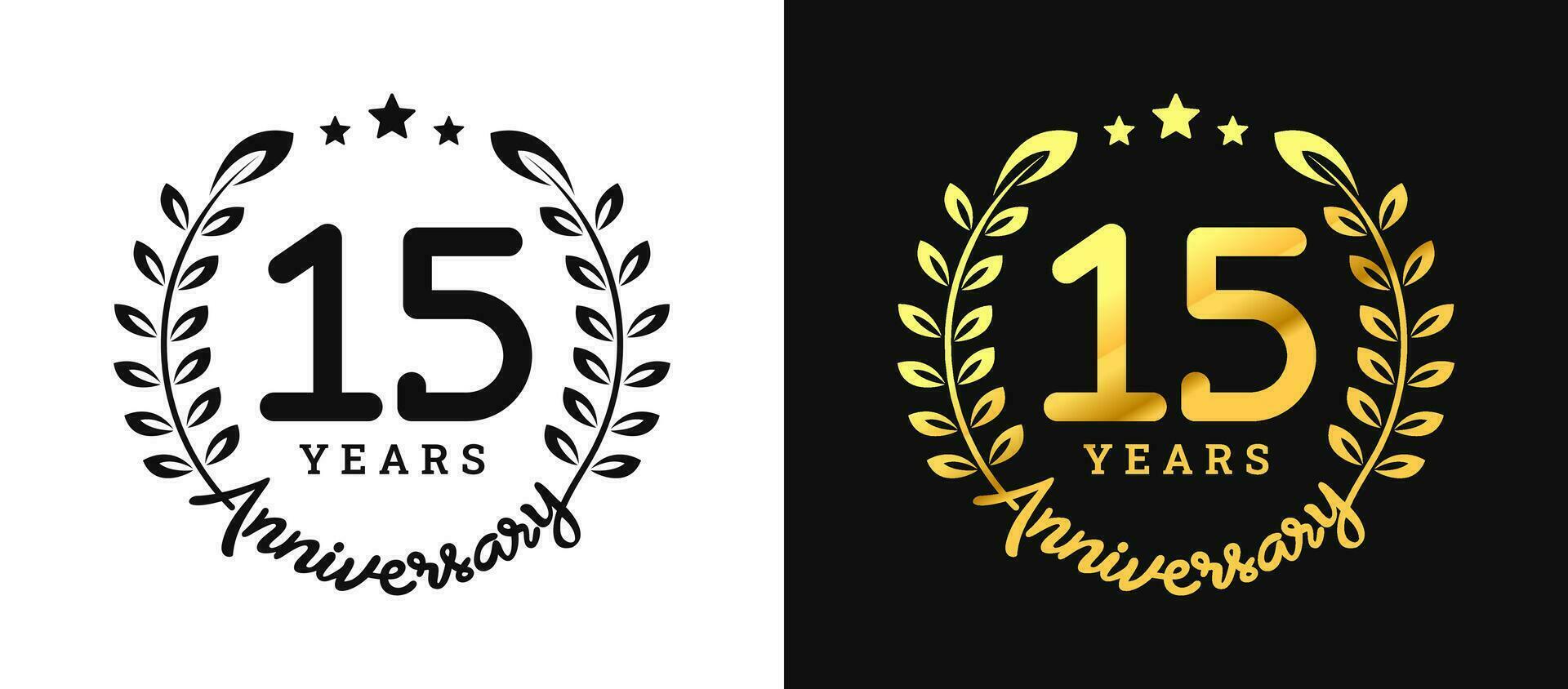 Anniversary 15 gold numbers. Minimalist design template, modern, elegant celebrating anniversary event. label, vector, sign, illustration, banner, symbol, icon, design, sticker, tag, badge, element vector