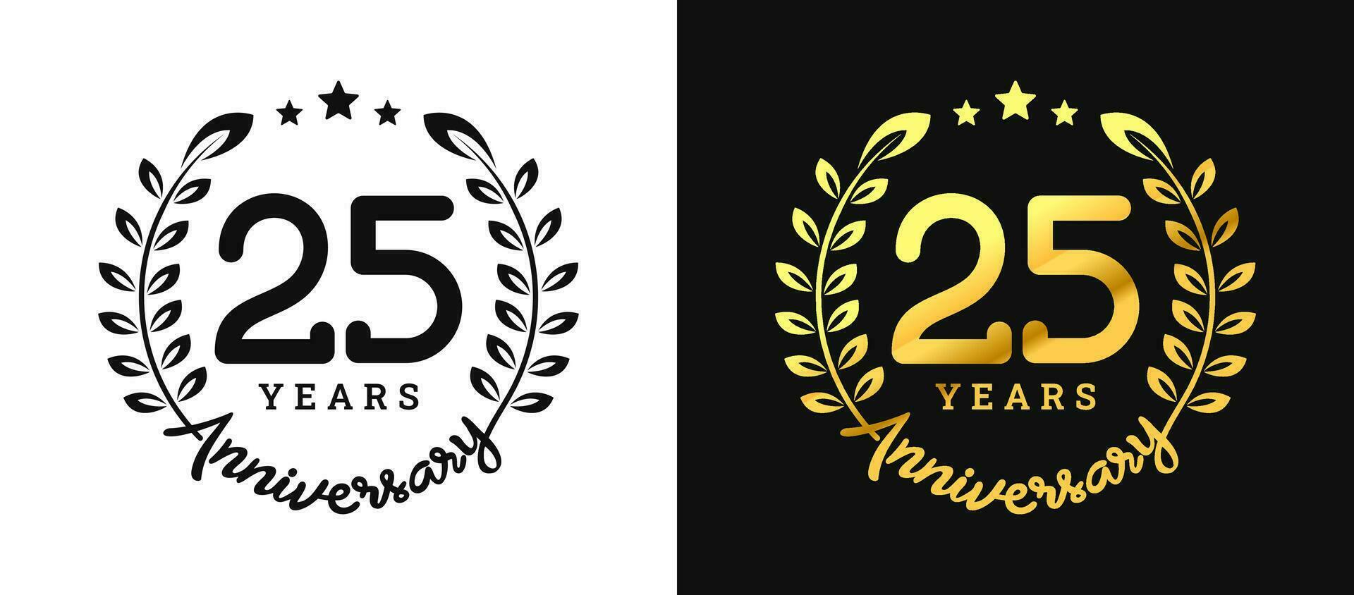 Anniversary 25 gold numbers. Minimalist design template, modern, elegant celebrating anniversary event. label, vector, sign, illustration, banner, symbol, icon, design, sticker, tag, badge, element vector