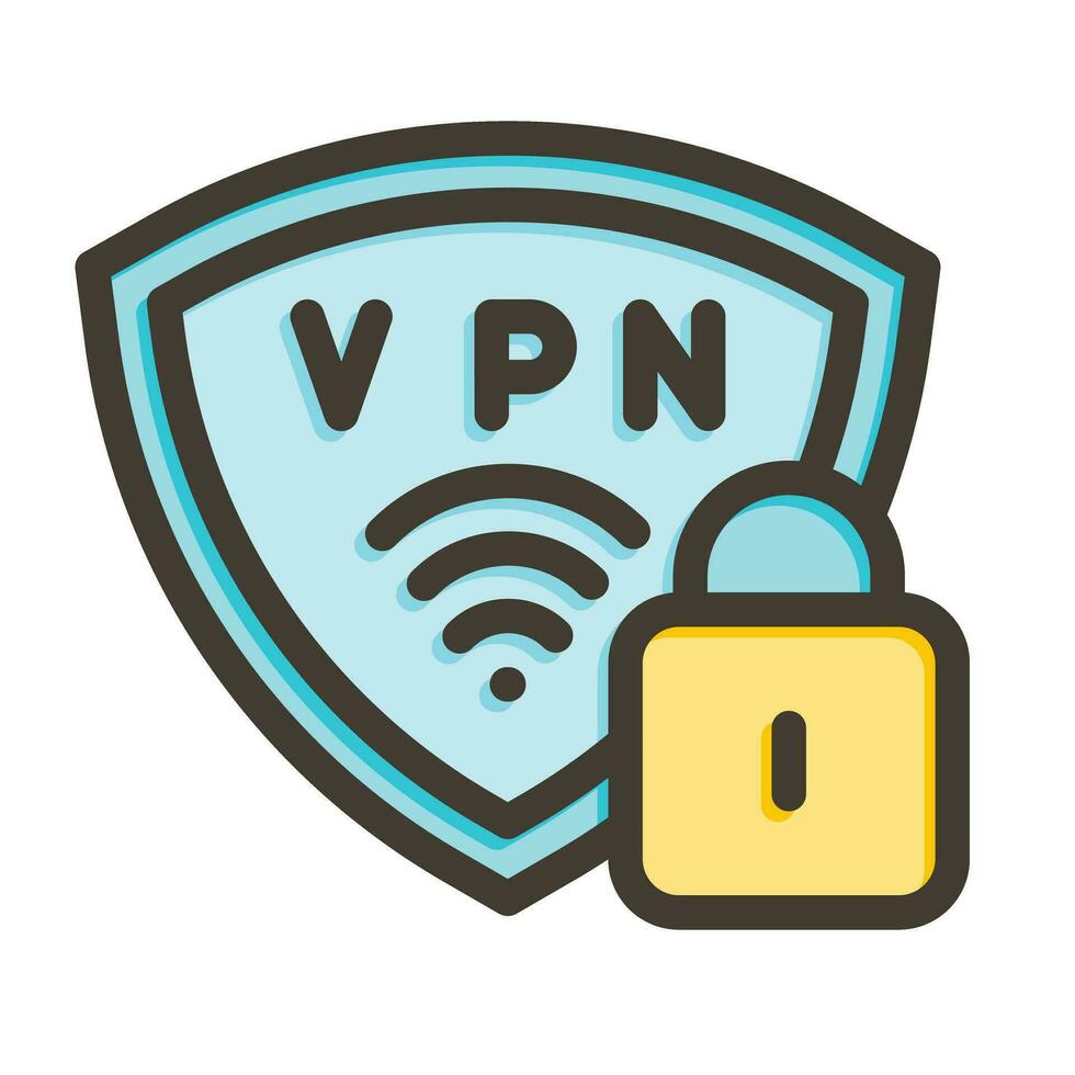 Vpn Vector Thick Line Filled Colors Icon For Personal And Commercial Use.