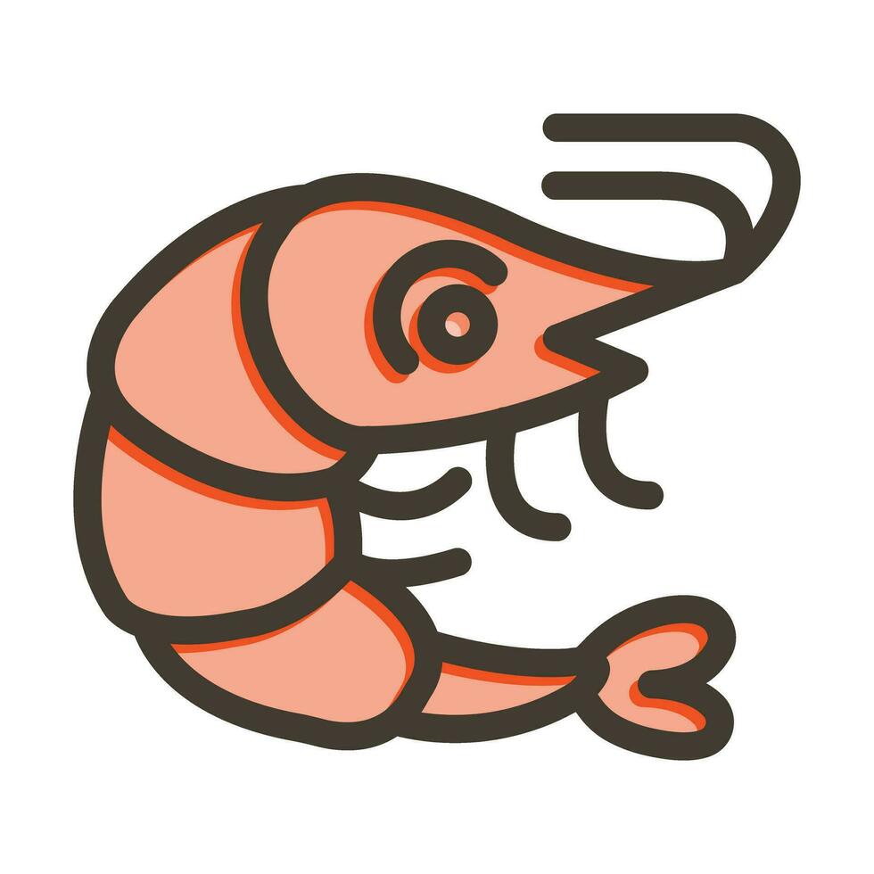 Shrimp Vector Thick Line Filled Colors Icon For Personal And Commercial Use.
