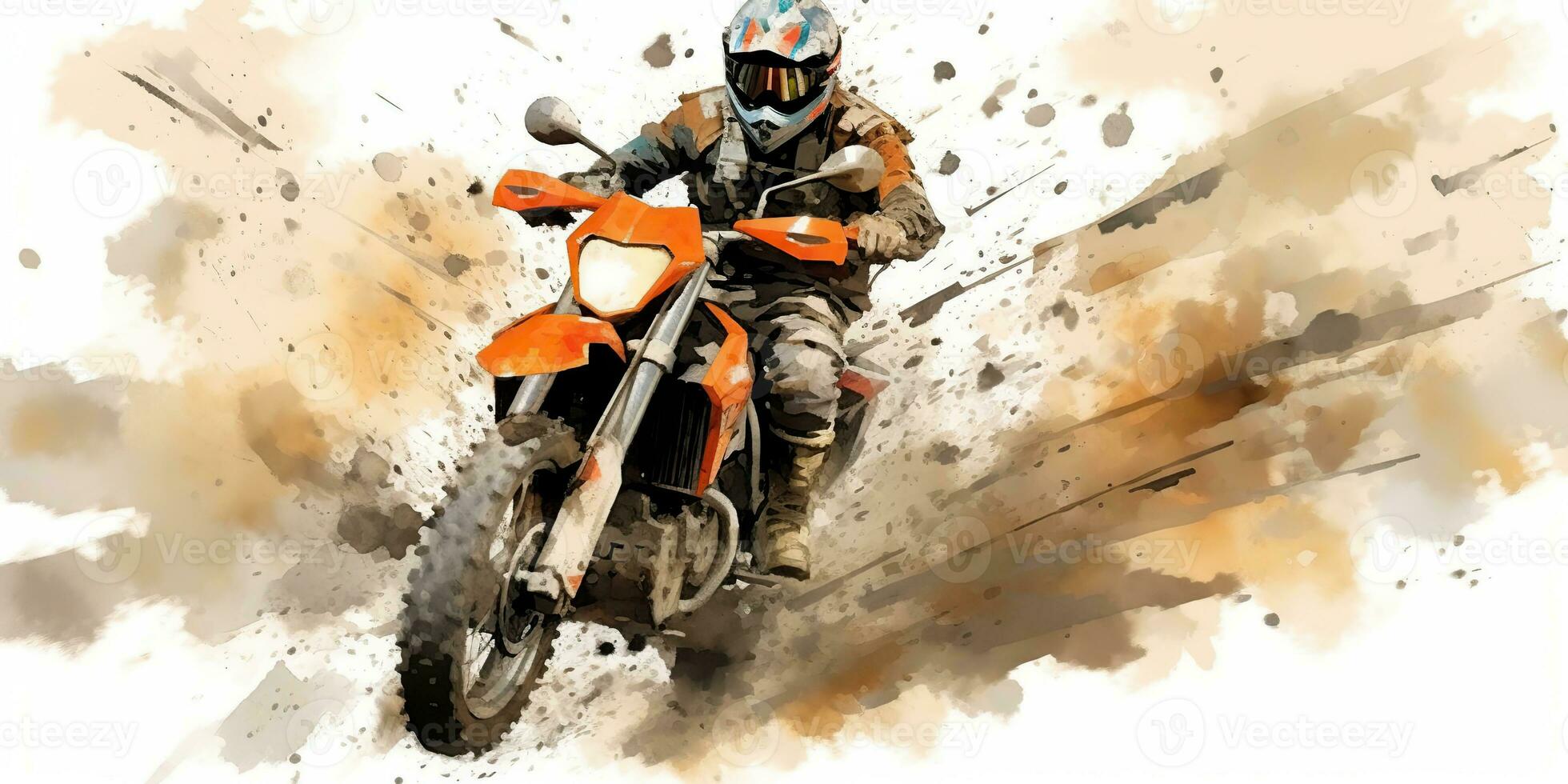 ai generado. ai generativo. enduro moto cruzar fuera del camino moto motocicleta sucio la carretera al aire libre acuarela pintar dibujar Arte. gráfico Arte foto