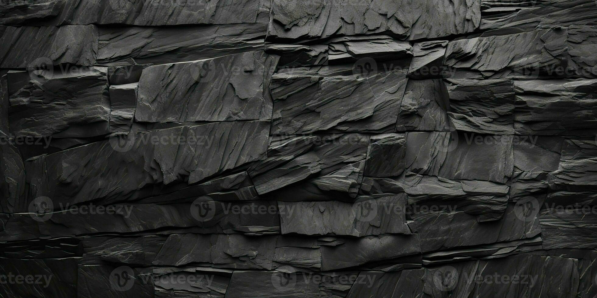 AI Generated. AI Generative. Black grey brock rock marble stone wall decoration background. Graphic Art photo