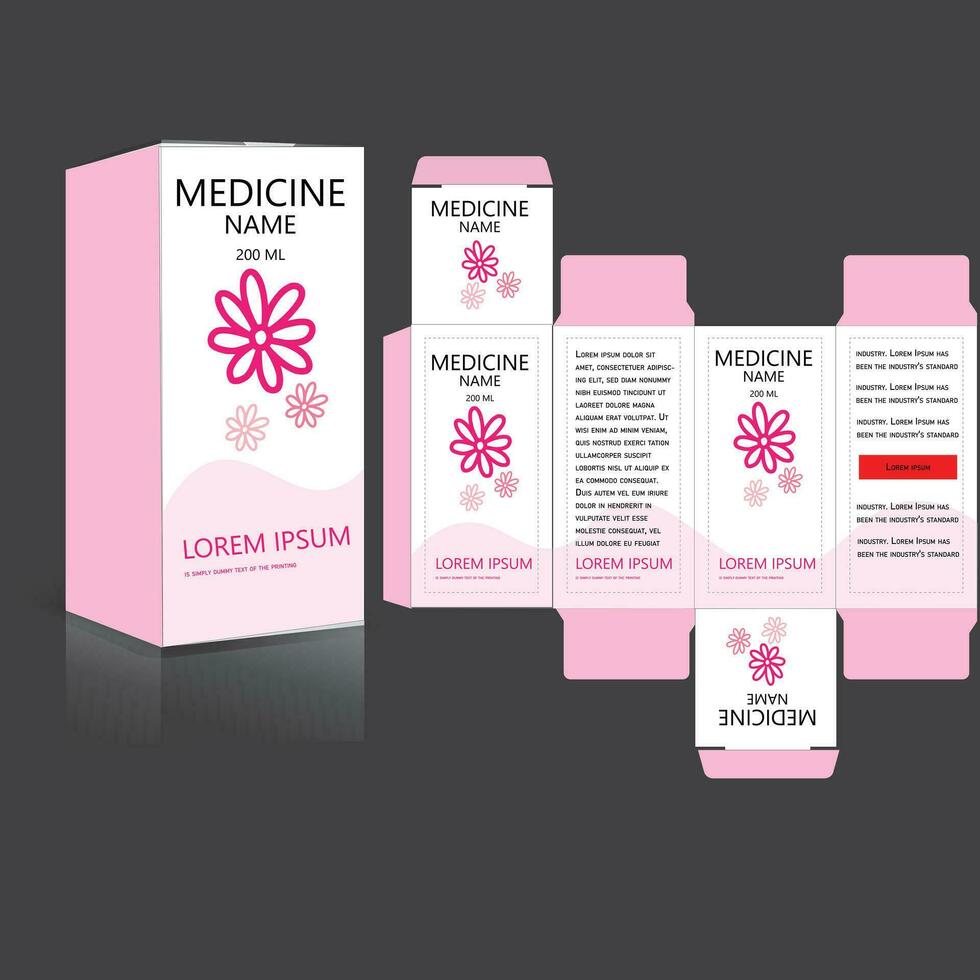 Medicine package design with template vector