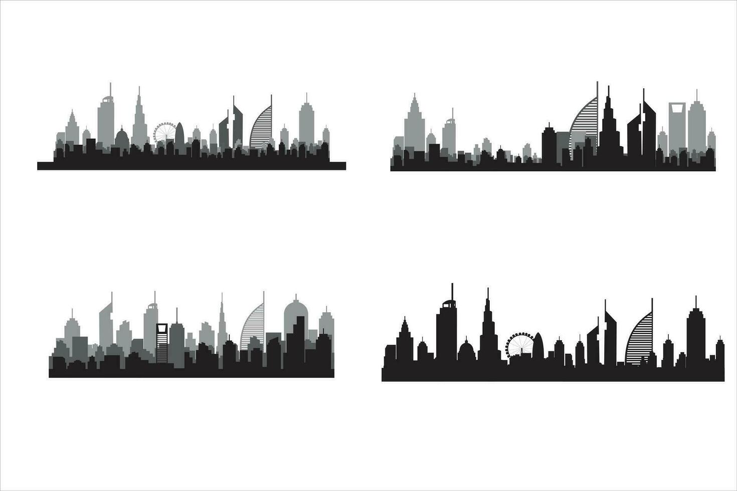 dubai city skyline  silhouette. Vector illustration