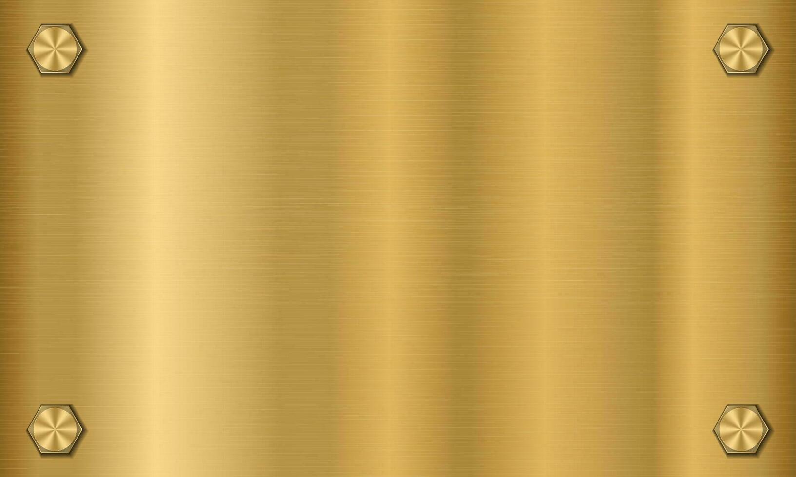 Golden metal texture background with bolts. Gold plate with bolts