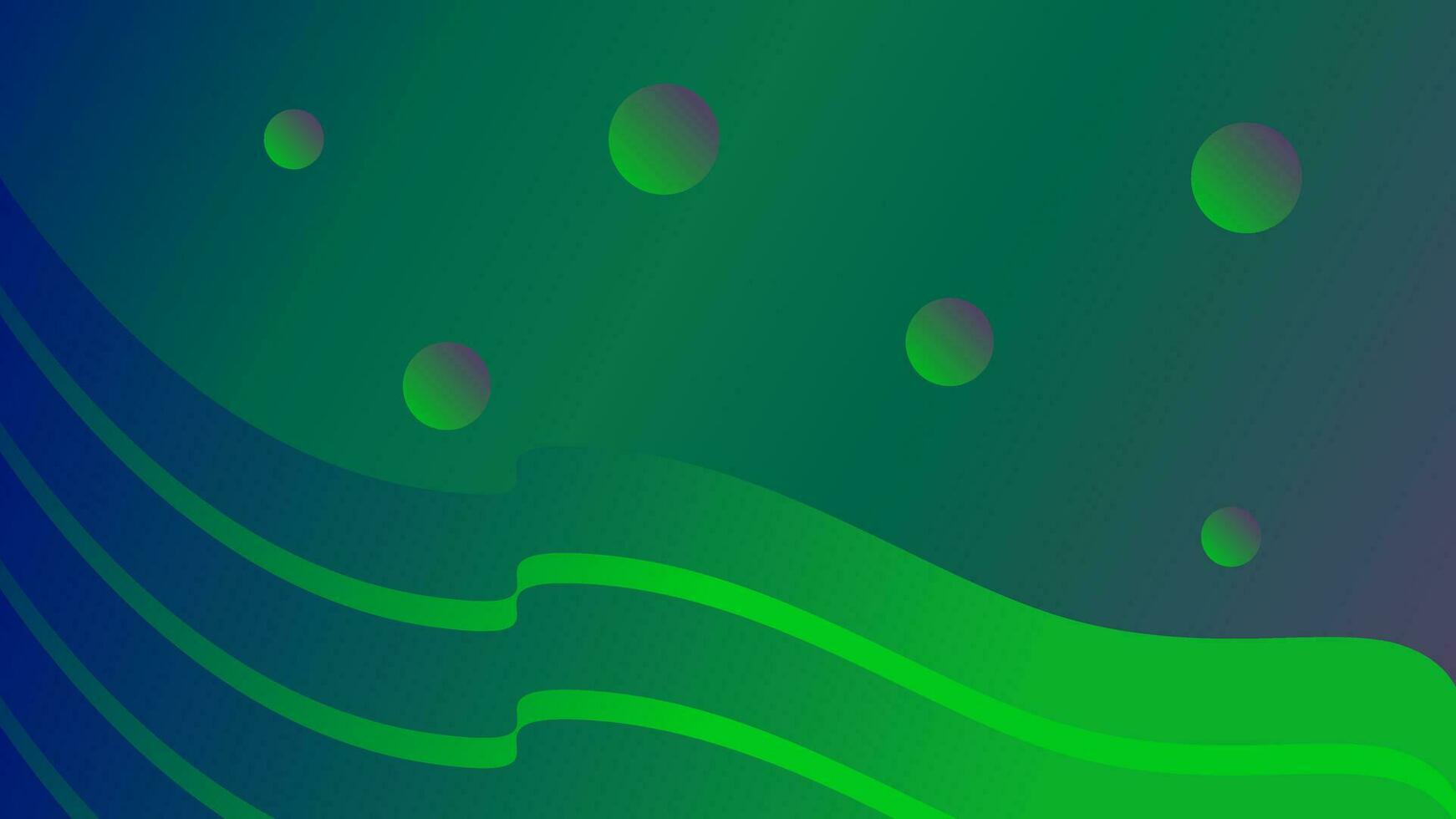 Green wavy abstract background with bubbles vector