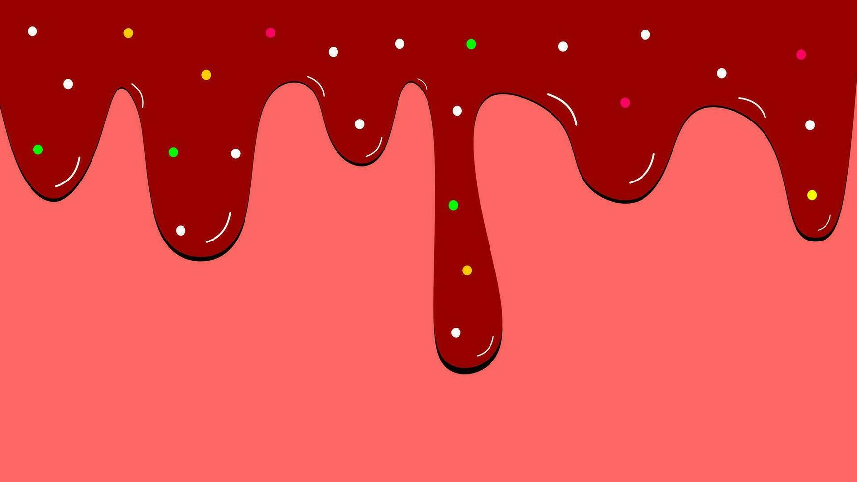 Melting chocolate with sprinkles on tropical pink background vector