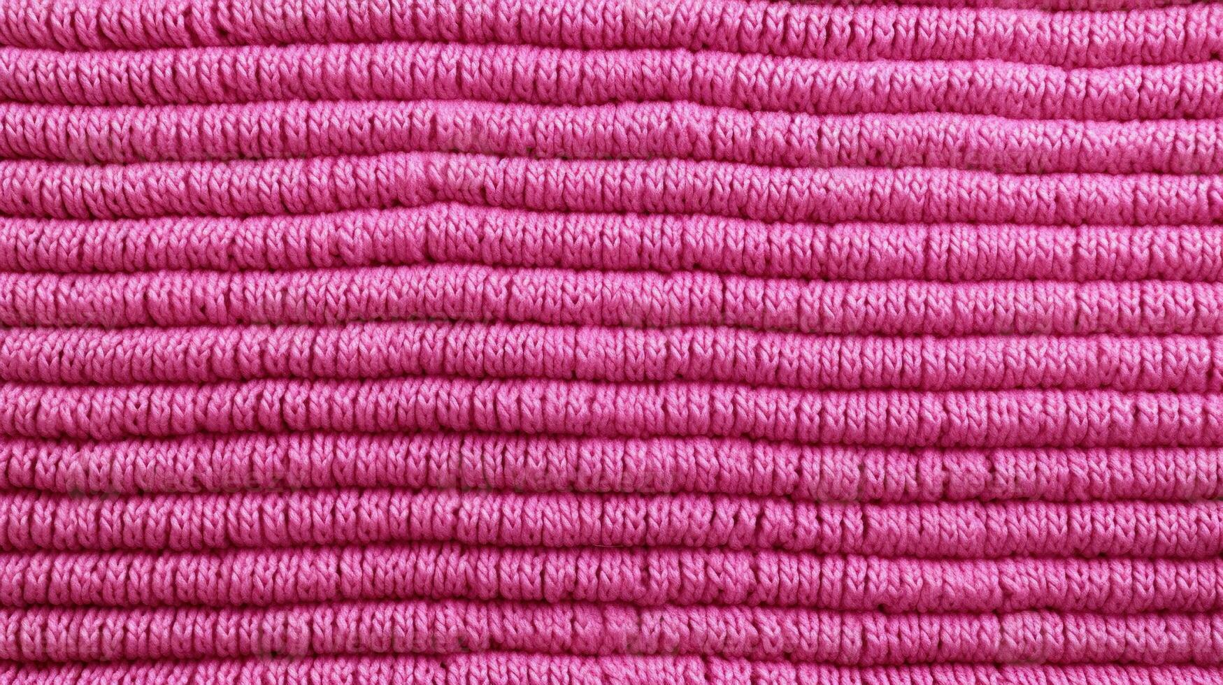 Generative AI, knitted pink sweater texture closeup, magenta or light pink abstract background photo