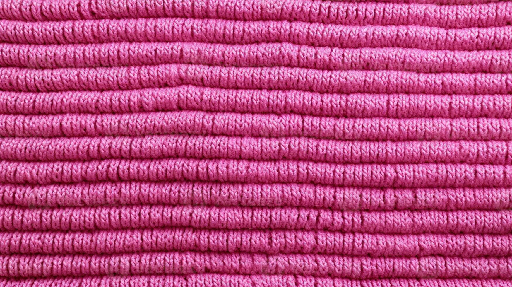 Generative AI, knitted pink sweater texture closeup, magenta or light pink abstract background photo