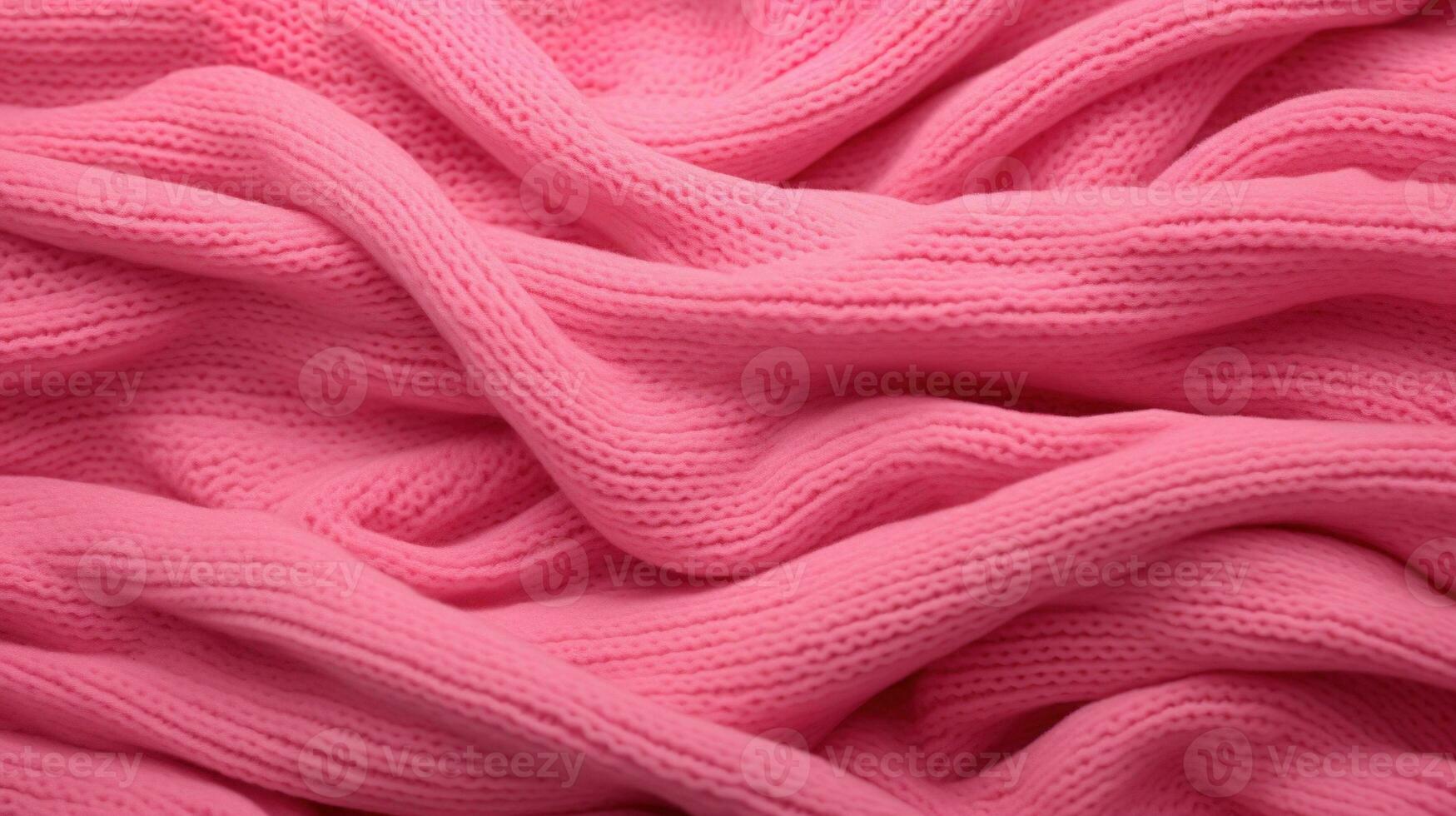 Generative AI, knitted pink sweater texture closeup, magenta or light pink abstract background photo