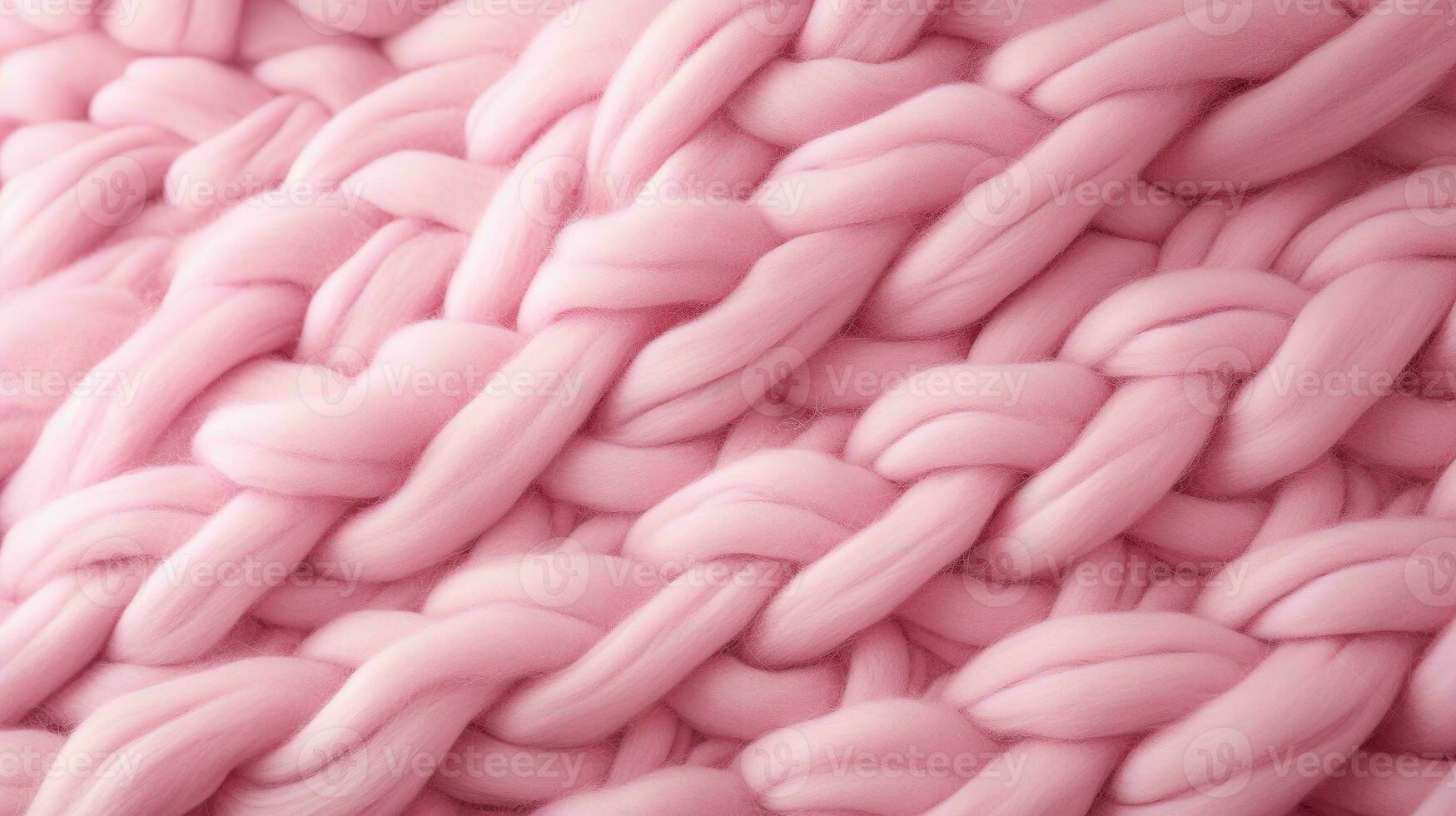 Generative AI, knitted pink sweater texture closeup, magenta or light pink abstract background photo