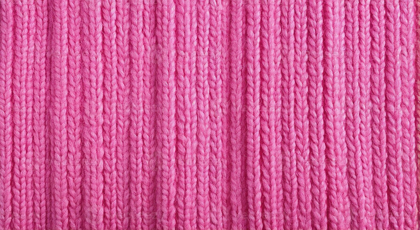 Generative AI, knitted pink sweater texture closeup, magenta or light pink abstract background photo