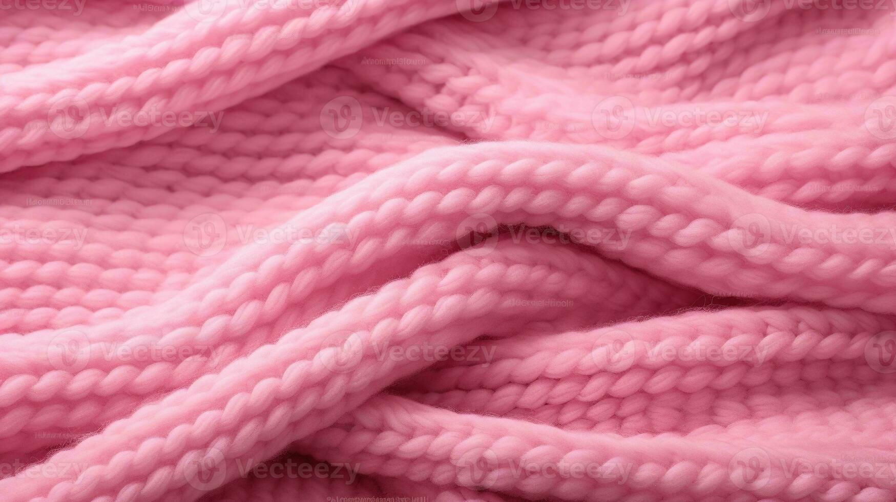 Generative AI, knitted pink sweater texture closeup, magenta or light pink abstract background photo