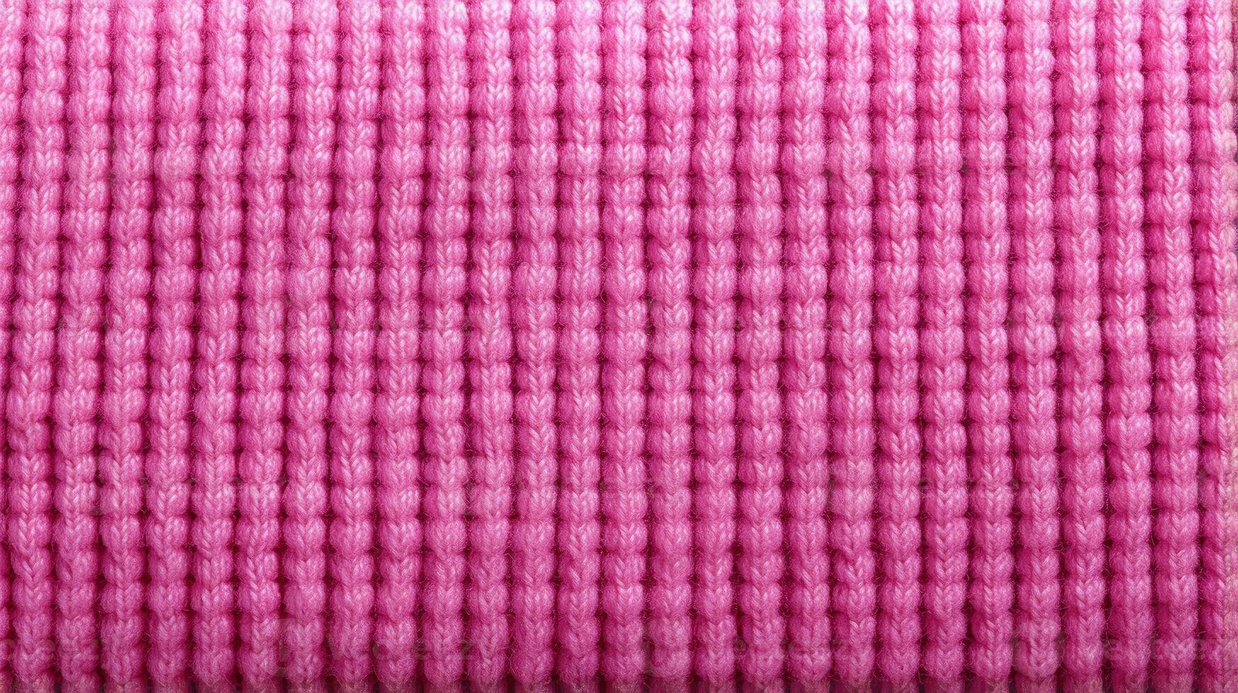 Generative AI, knitted pink sweater texture closeup, magenta or light pink abstract background photo