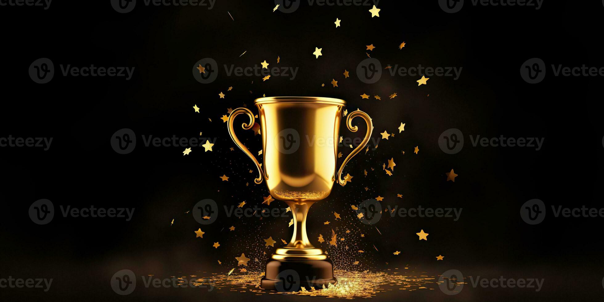 AI Generated. AI Generative. Golden reward trophy prize competition champion first place mock up. Graphic Art photo