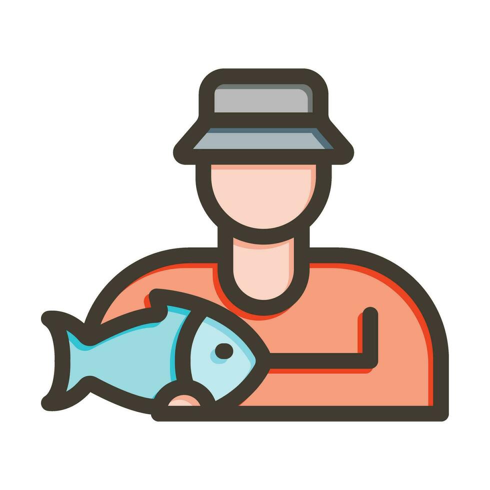 Fisherman Vector Thick Line Filled Colors Icon For Personal And Commercial Use.