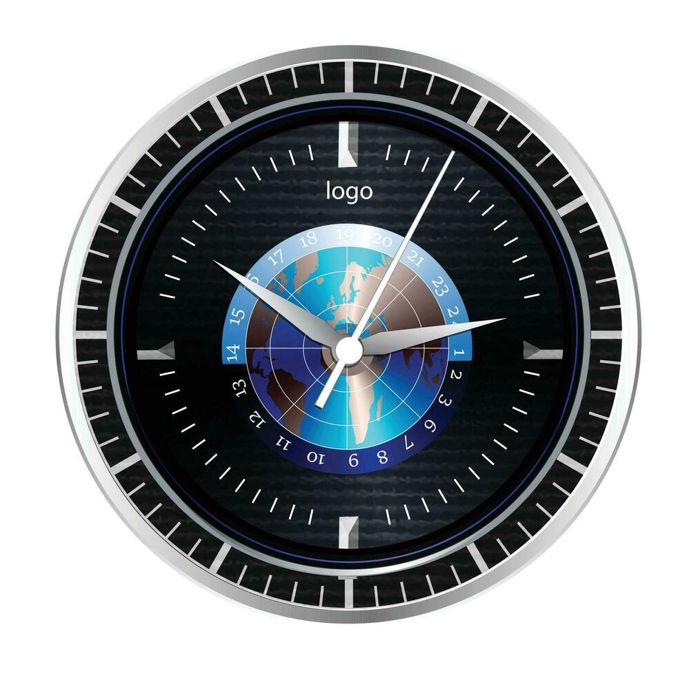 realista negro plata reloj reloj cara cronógrafo lujo vector