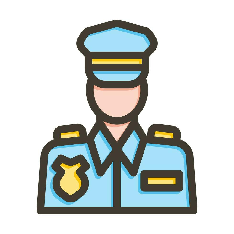 Police Officer Vector Thick Line Filled Colors Icon For Personal And Commercial Use.