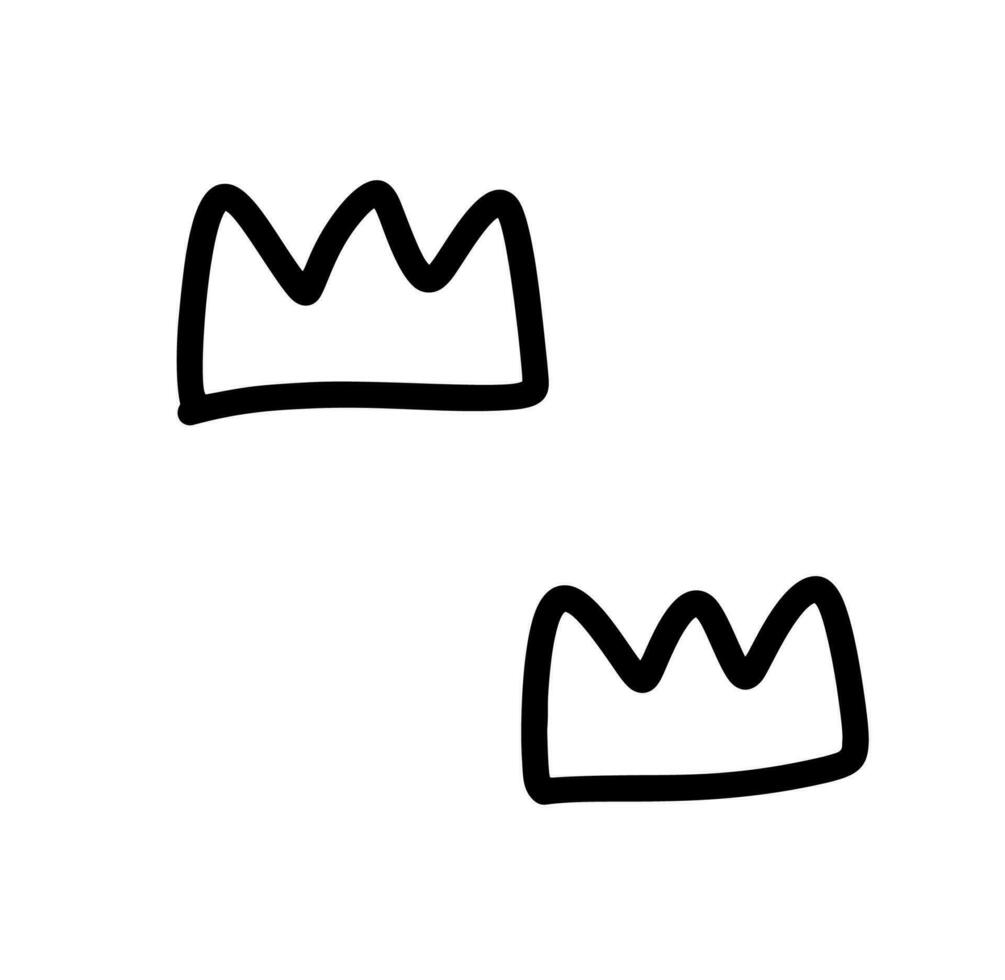 Hand drawn doodle crowns. King crown pattern vector element. Line art prince and princess luxurious head accessories for web design, greeting card