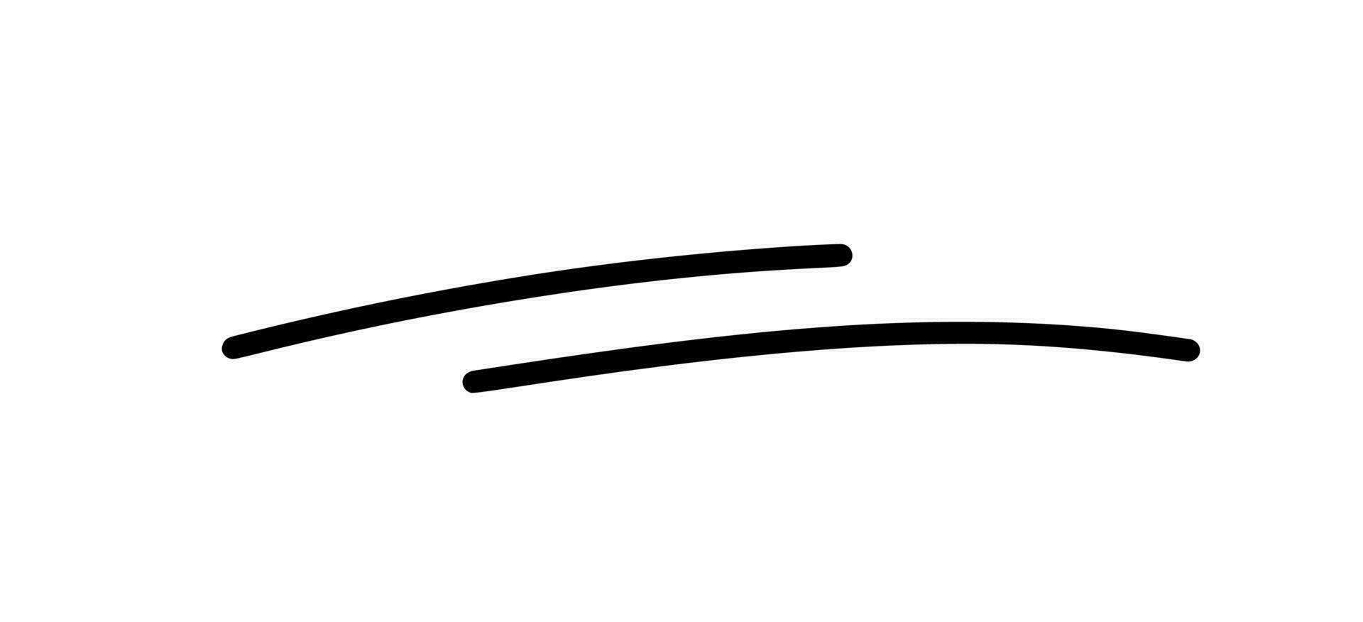 Black hand drawn abstract two lines art element. Brush stroke vector pen doodle. style sketches emotion effect decoration for design
