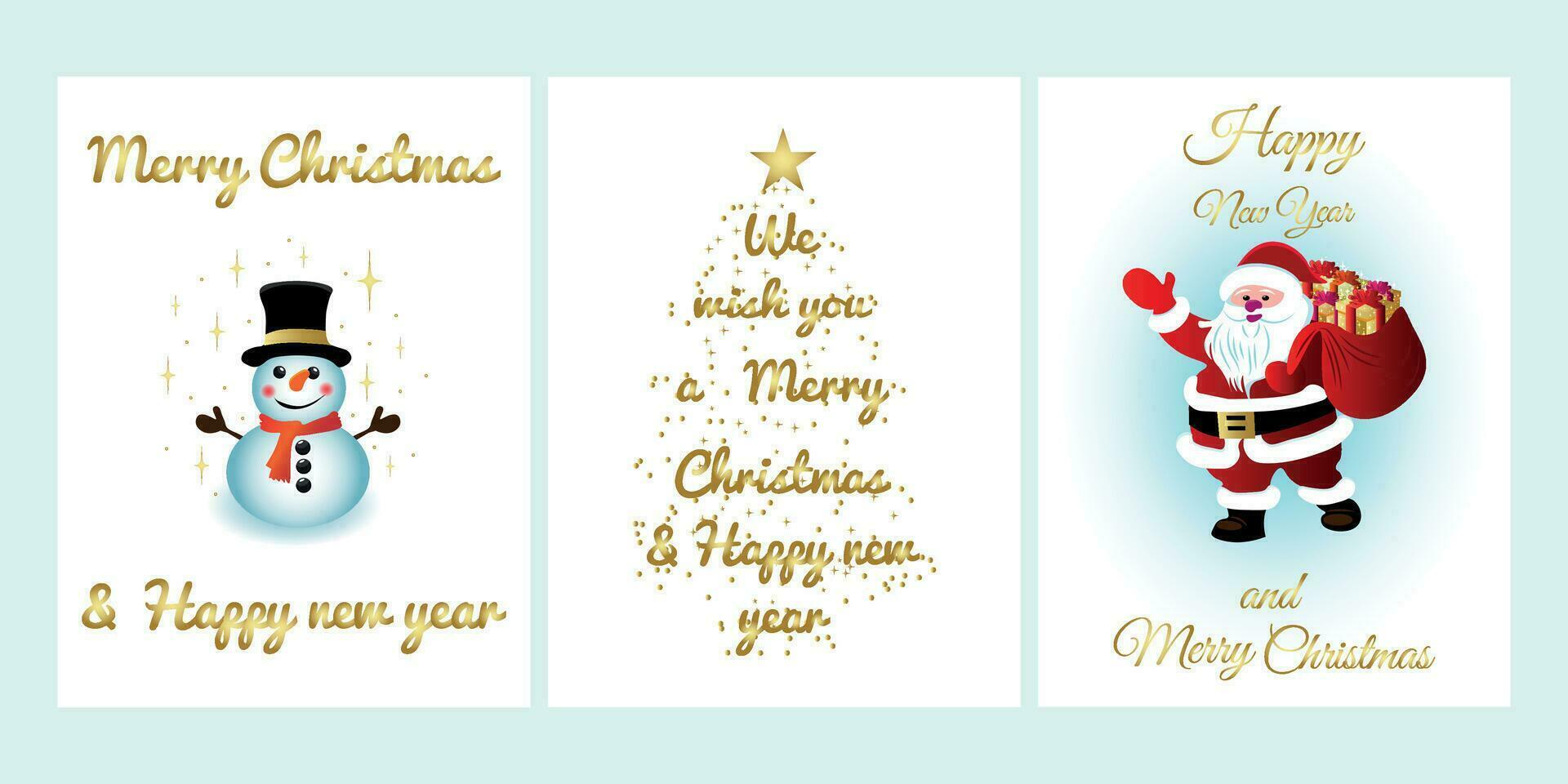 A set of greeting cards for Christmas and New Year vector