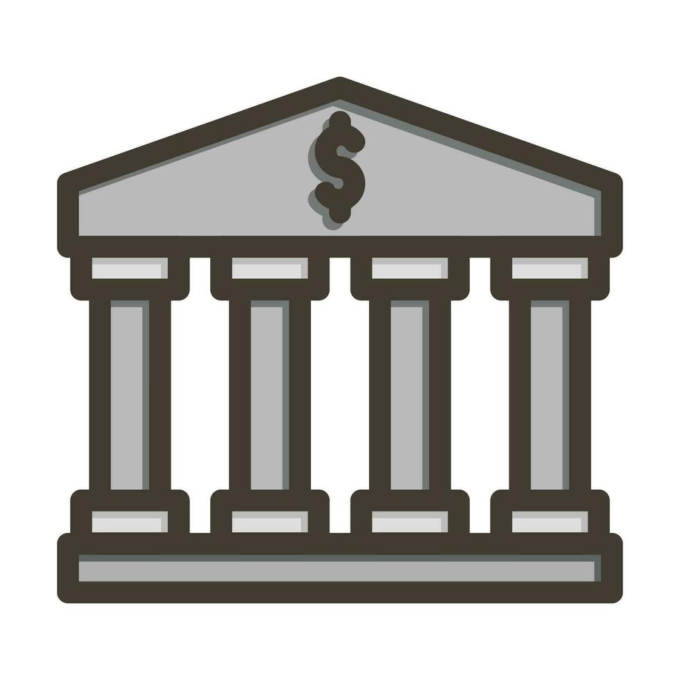 Bank Vector Thick Line Filled Colors Icon For Personal And Commercial Use.