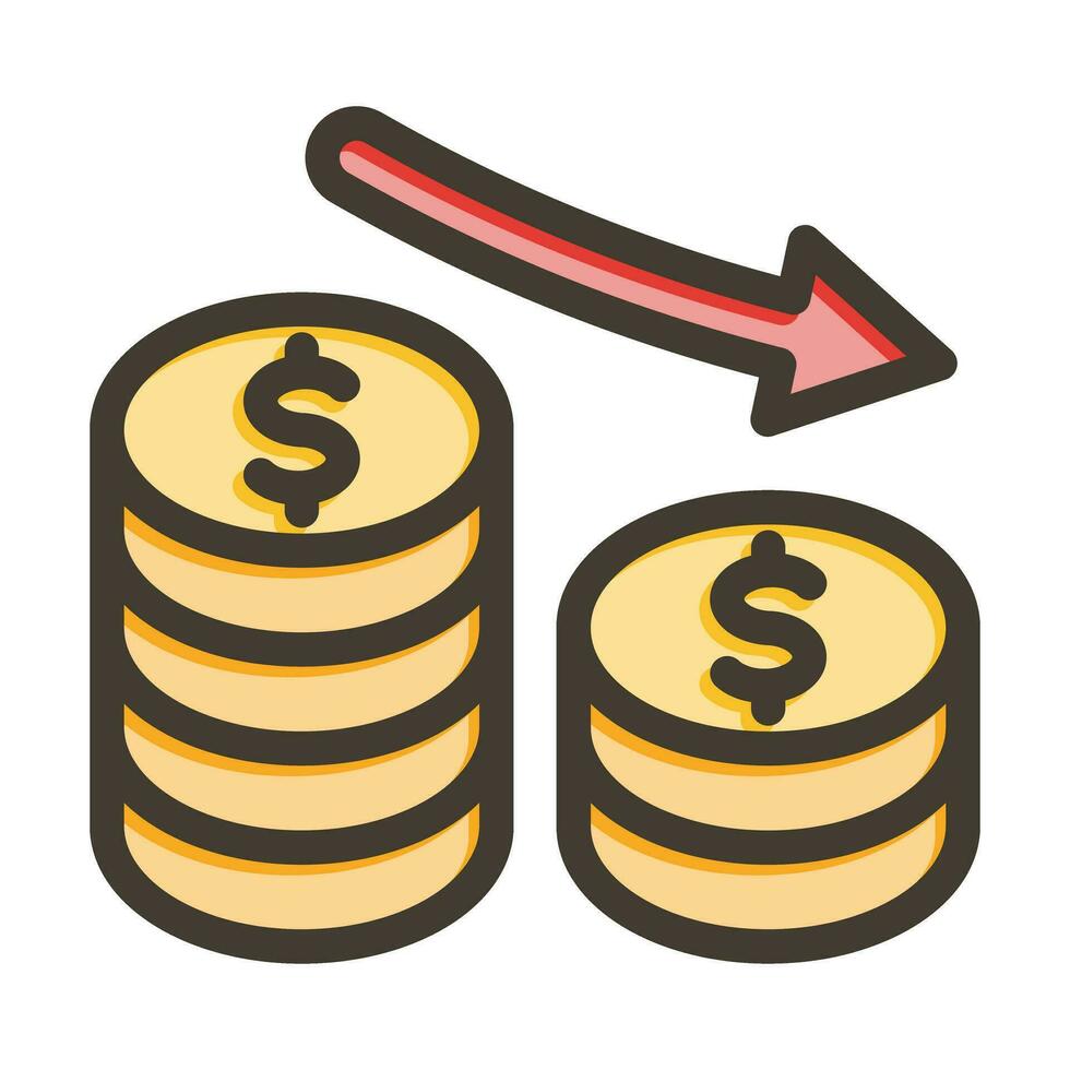 Money Loss Vector Thick Line Filled Colors Icon For Personal And Commercial Use.