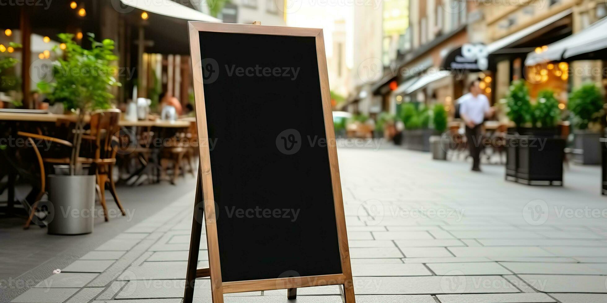 AI Generated. AI Generative. Shop restaurant cafe billboard mock up blank sign template banner for promotion. Graphic Art photo