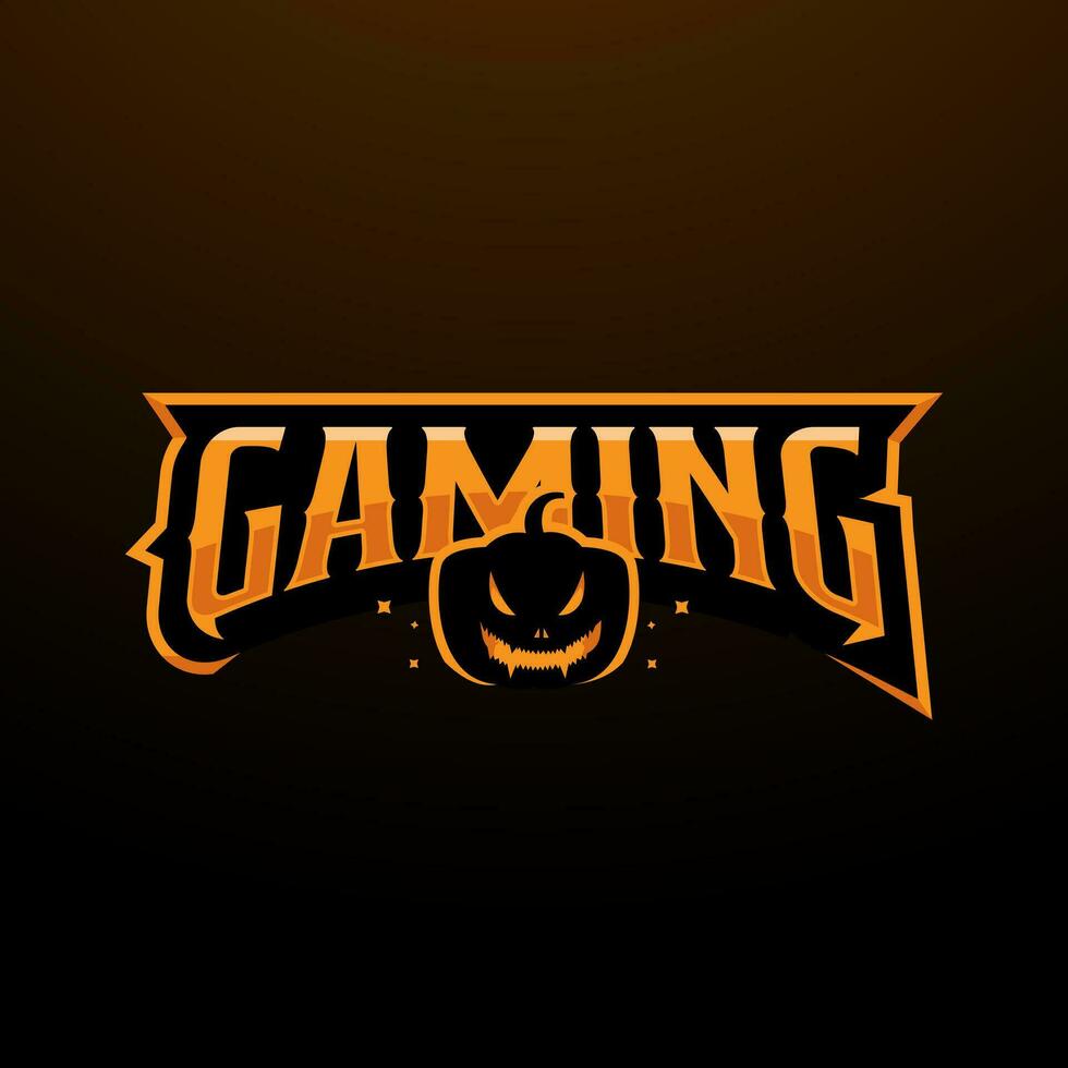 Gaming logo with pumpkin for Halloween theme vector