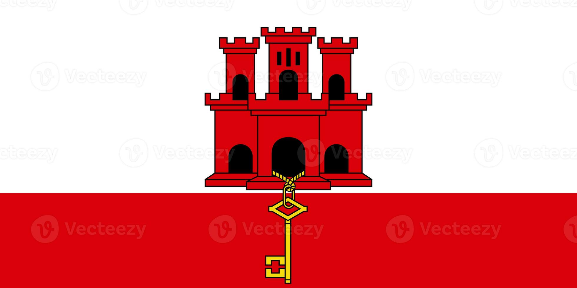 The official current flag of Gibraltar. State flag of Gibraltar. Illustration. photo