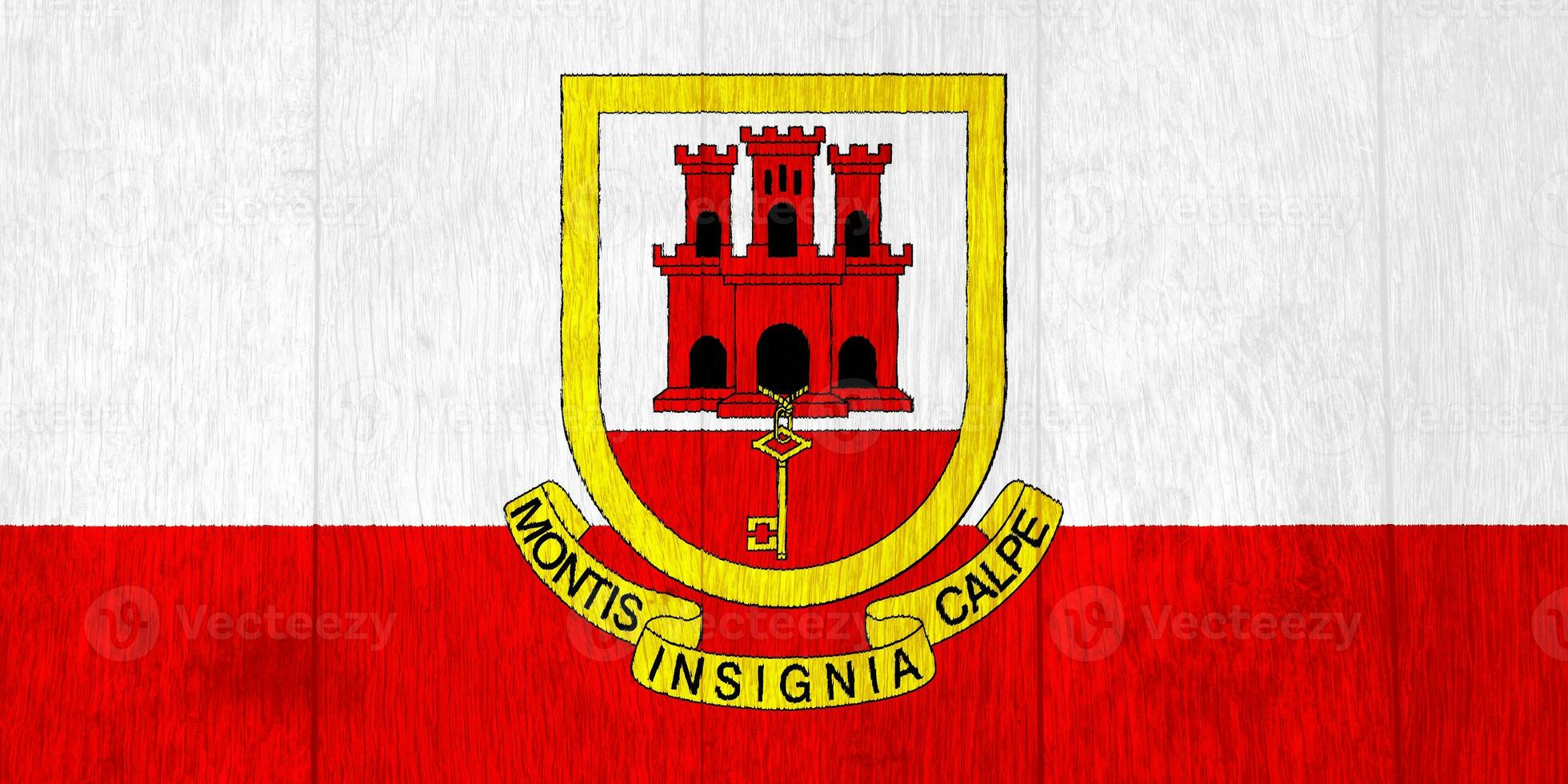 Gibraltar flag and coat of arms on a textured background. Concept collage. photo