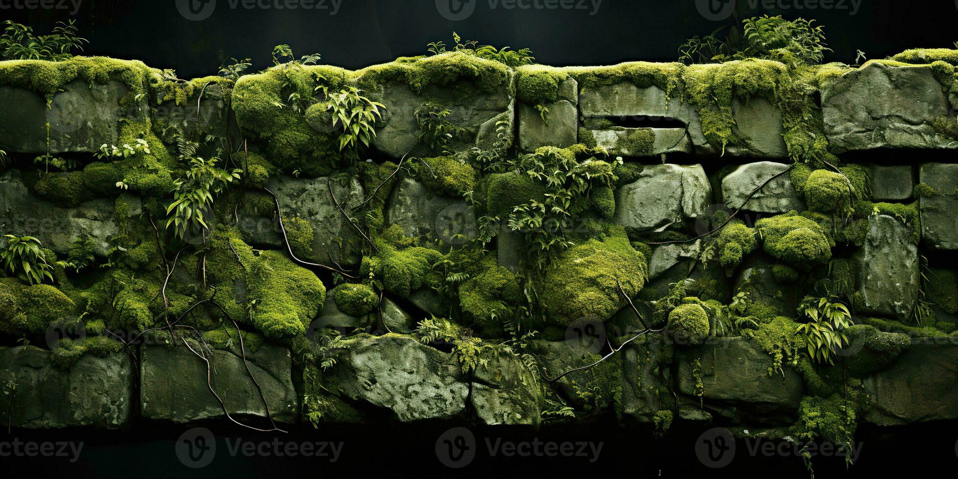 Green decorative moss texture. Wall from moss background. Stock Photo