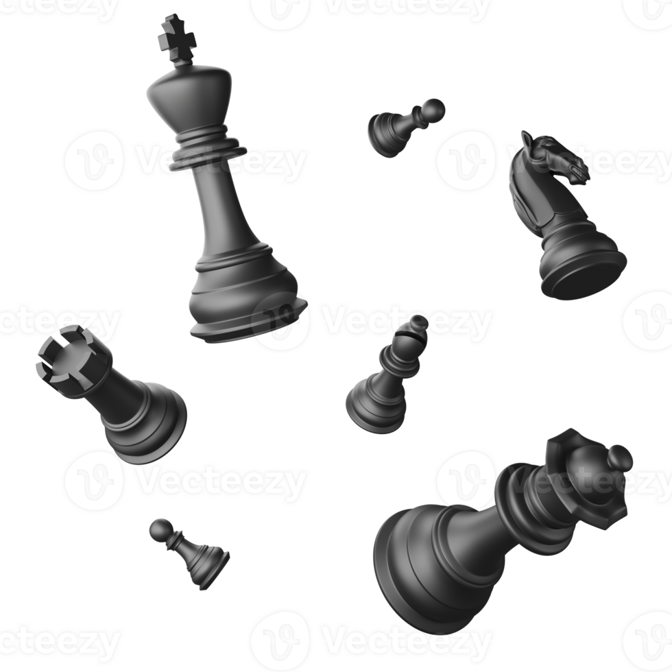 Black chess piece clipart flat design icon isolated on transparent background, 3D render chess and board game concept png