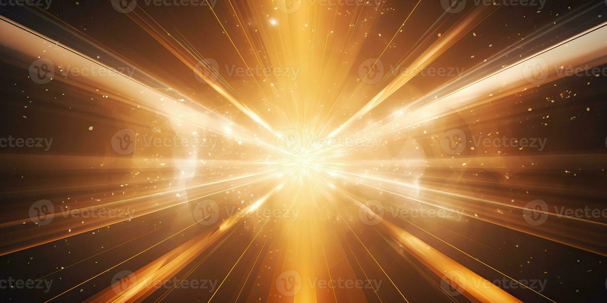 AI Generated. AI Generative. Sunshine light shine beam burst yellow color in dark black space galaxy background. Graphic Art photo