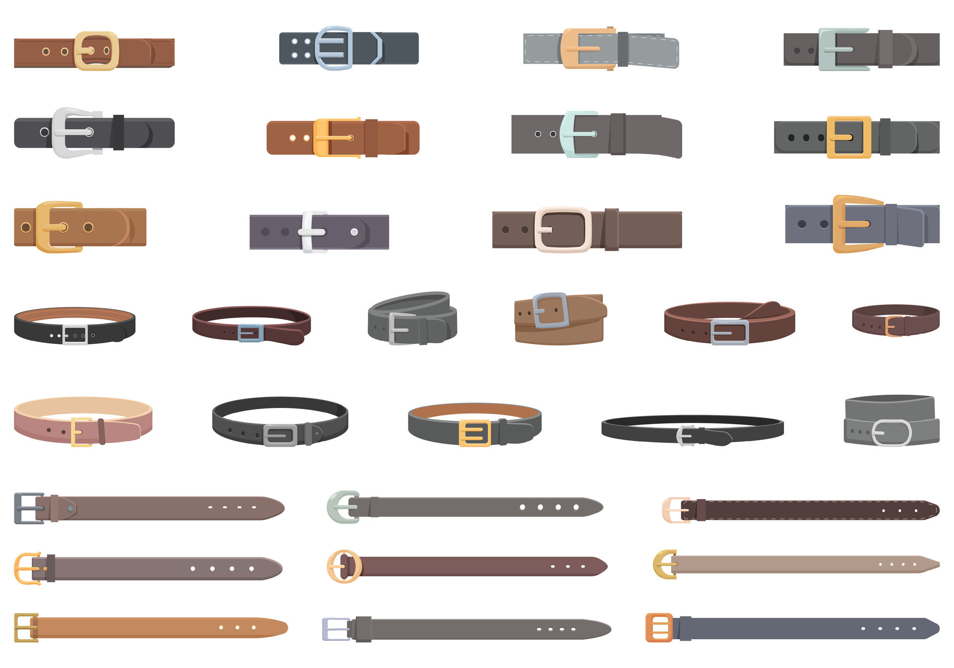 Belt icons set cartoon vector. Buckle leather 29475024 Vector Art at