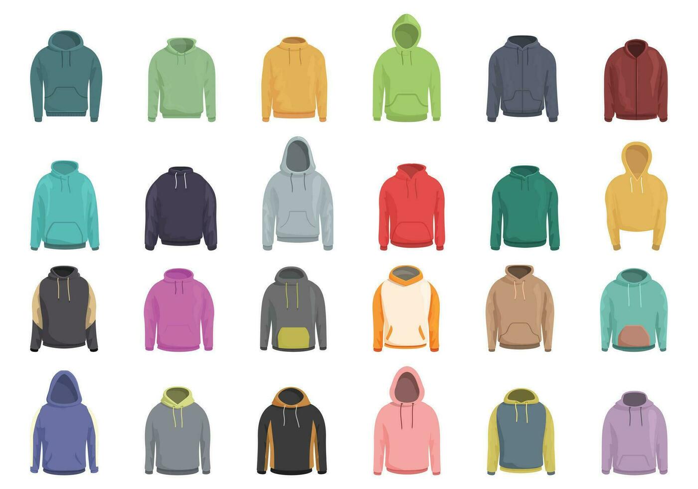 Hoodie icons set cartoon vector. Zip hood vector