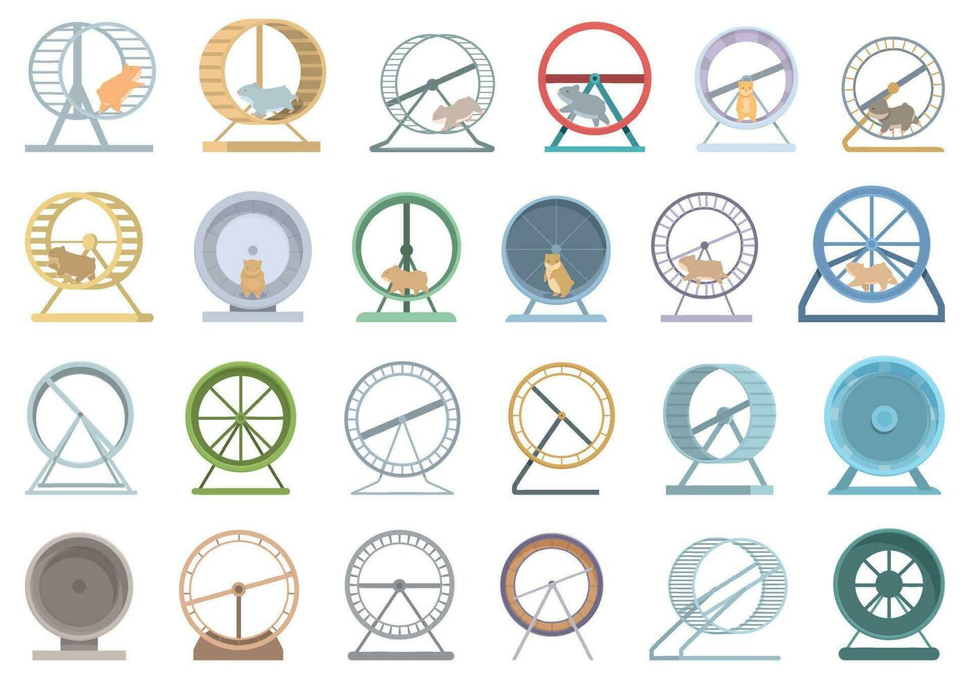 Hamster Wheel icons set cartoon vector. Animal cage vector