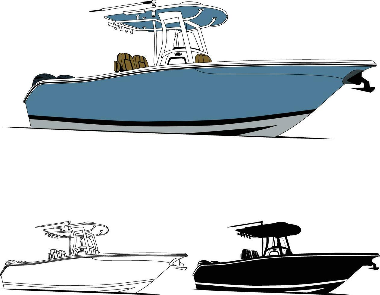 High quality fishing boat vector art, Which printable on various materials.
