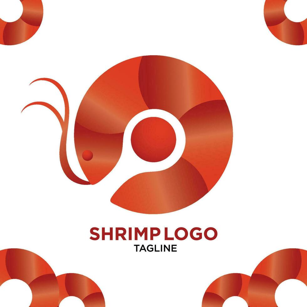 Vector Gradient Shrimp Logo Design for Restaurant