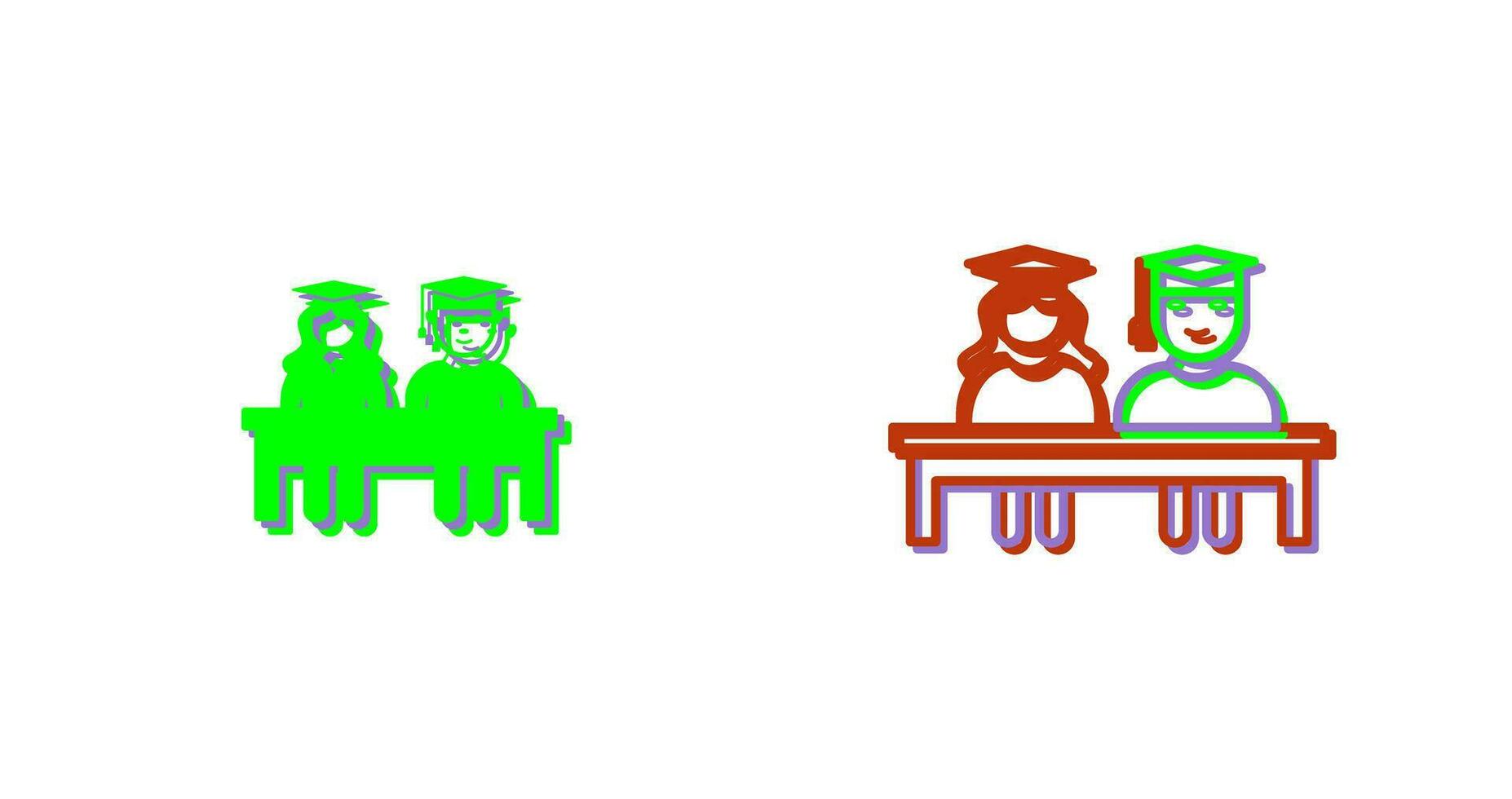 Unique Students Sitting Vector Icon