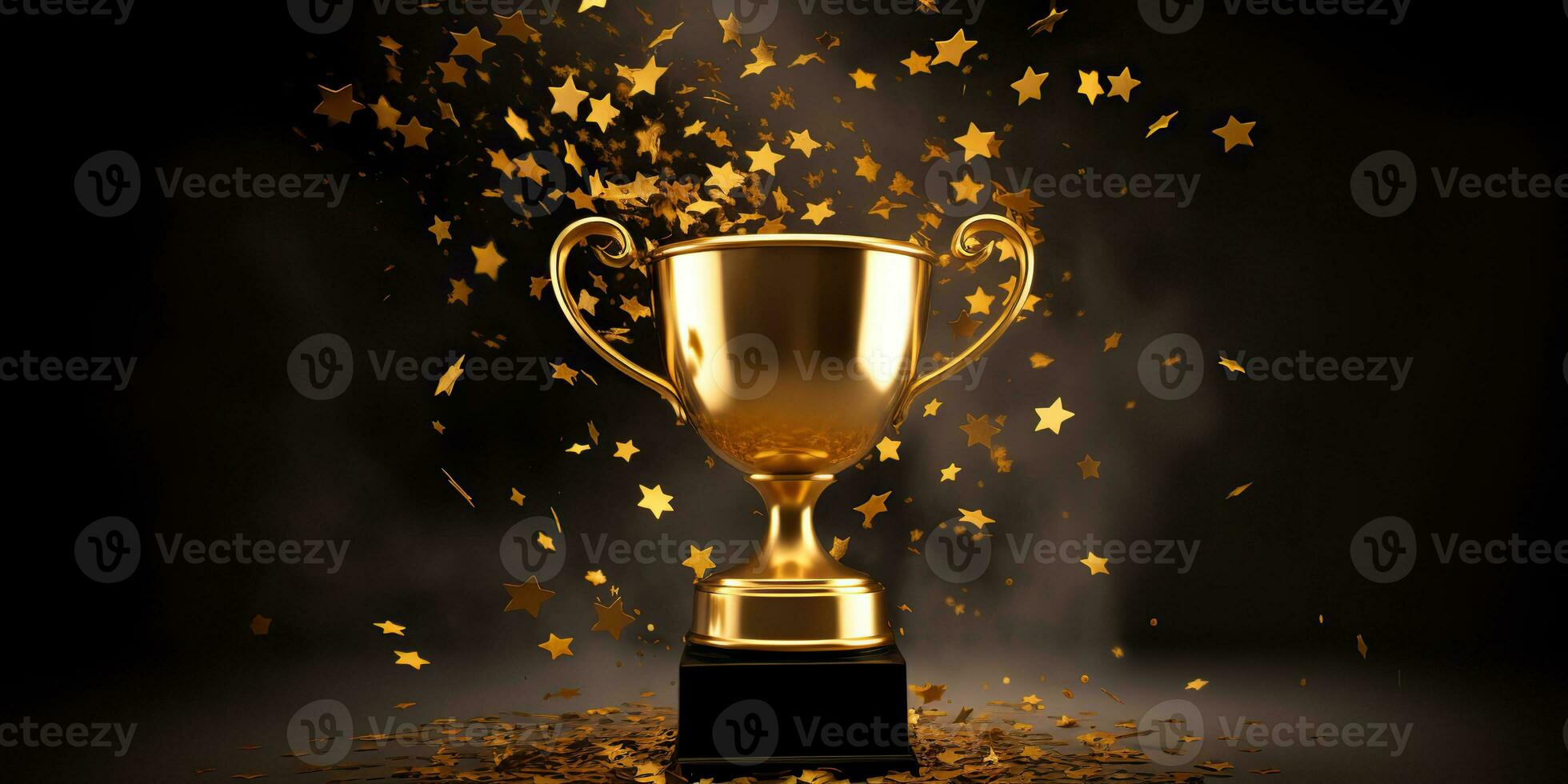 AI Generated. AI Generative. Golden reward trophy prize competition champion first place mock up. Graphic Art photo
