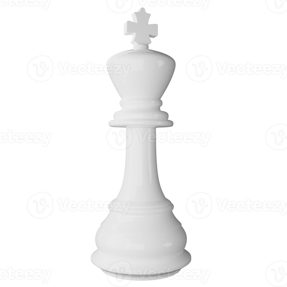 White king chess piece clipart flat design icon isolated on transparent background, 3D render chess and board game concept png