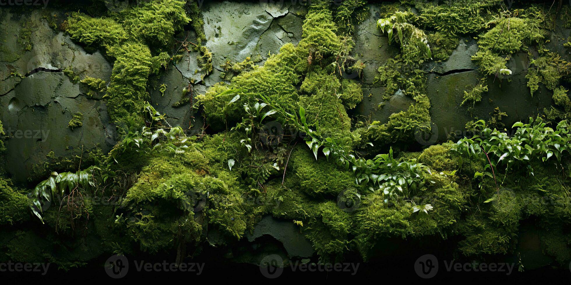 AI Generated. AI Generative. Mossy moss wet texture surface background decoration nature outdoor. Graphic Art photo