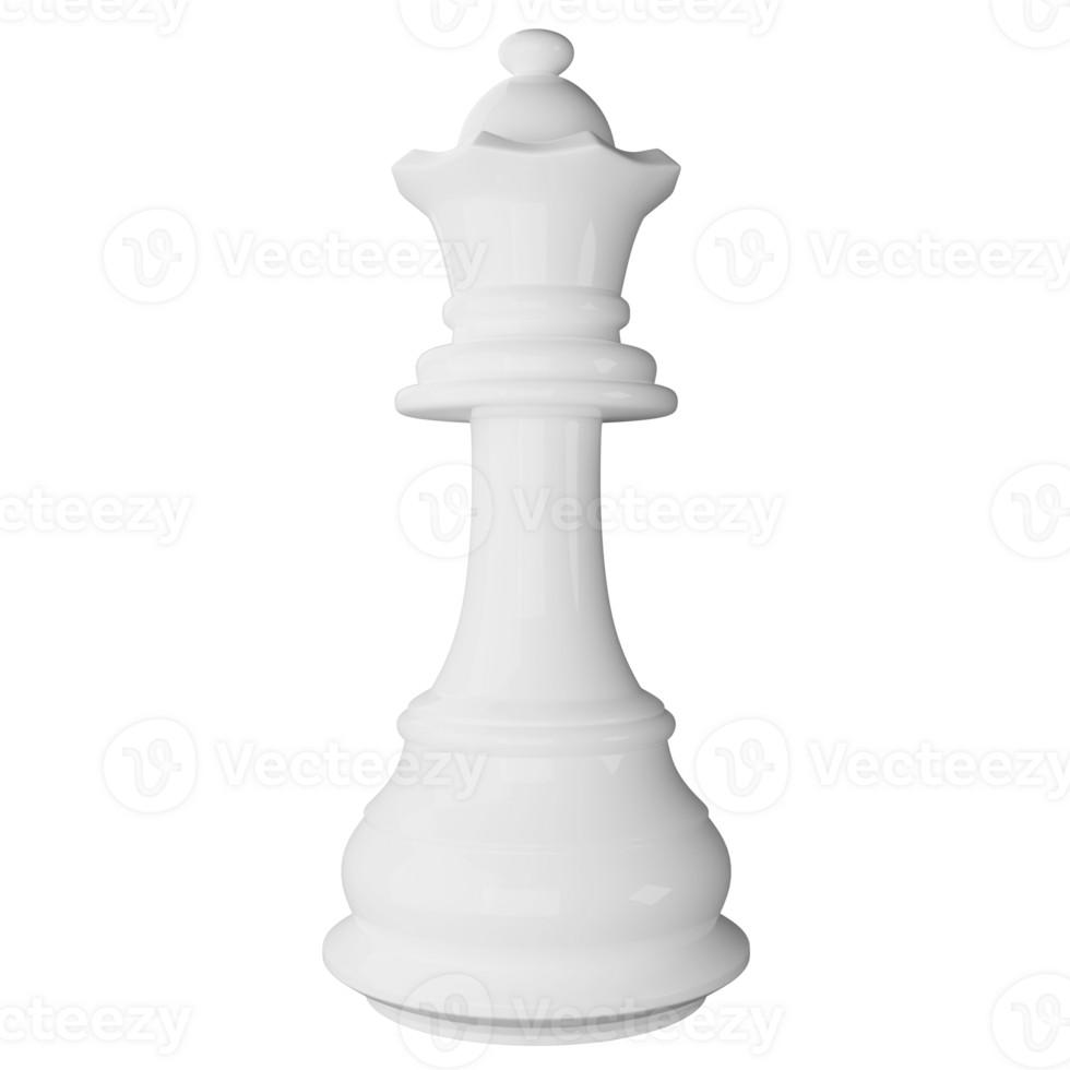 White queen chess piece clipart flat design icon isolated on transparent background, 3D render chess and board game concept png